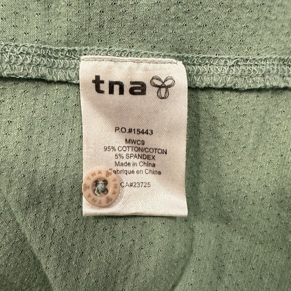 Aritzia TNA Hooded Top Womens Size S Light Green Button Front Short Sleeve - Picture 4 of 5